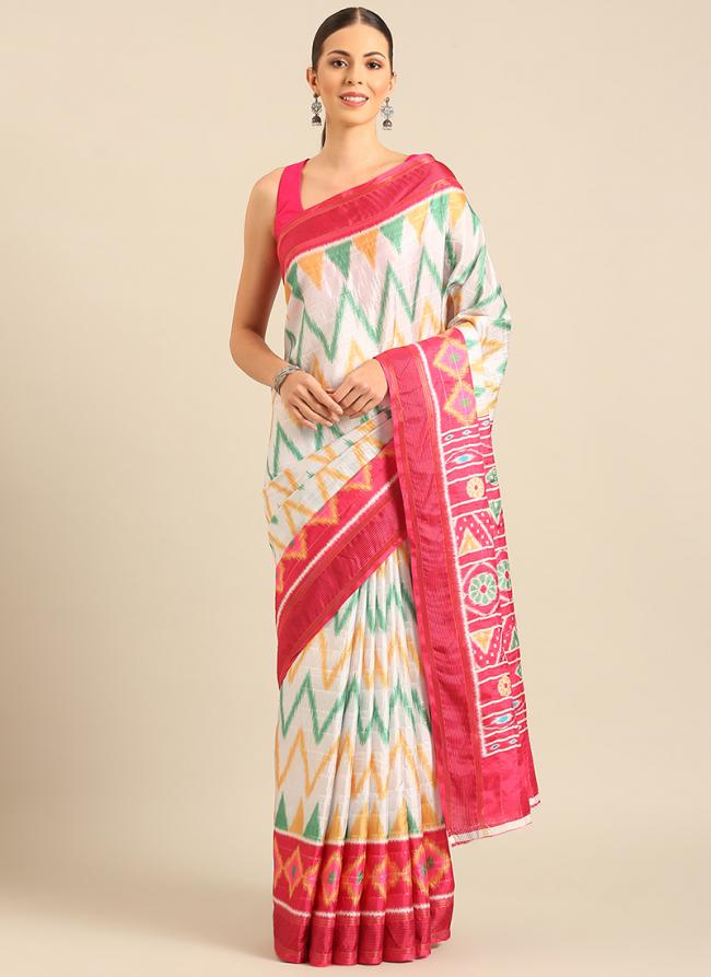 Cotton Multi Colour Casual Wear Printed Saree